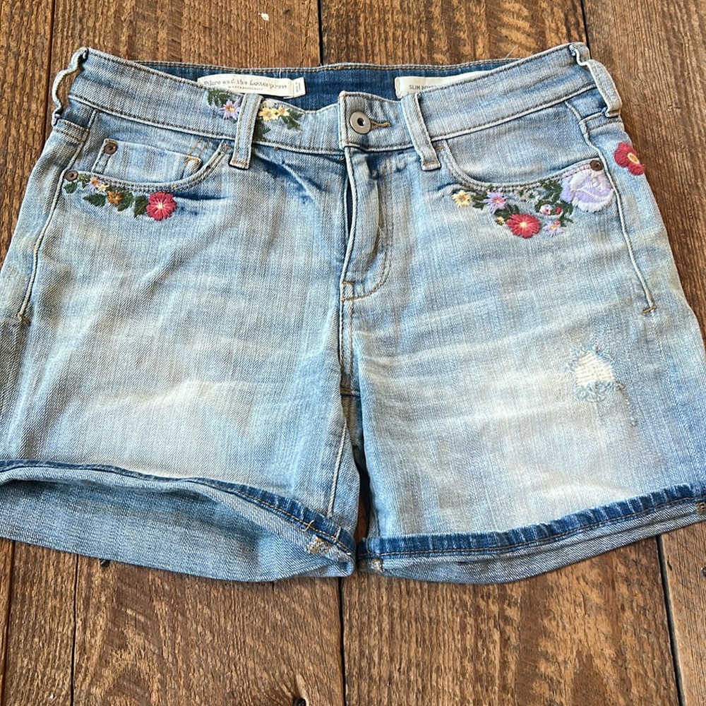 Anthropologie Pilcro and the Letterpress embroidered shorts